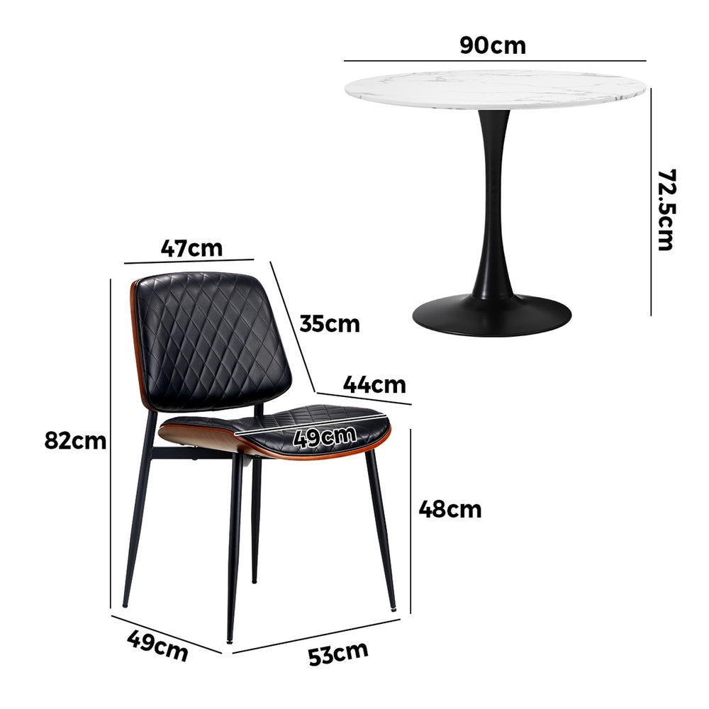 4 Seater Dining Set 90cm PU Leather Chairs | Simpledeals