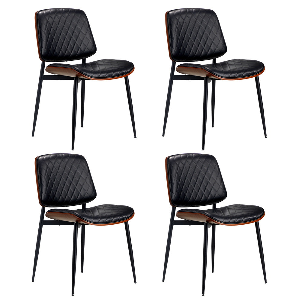 4 Seater Dining Set 90cm PU Leather Chairs | Simpledeals