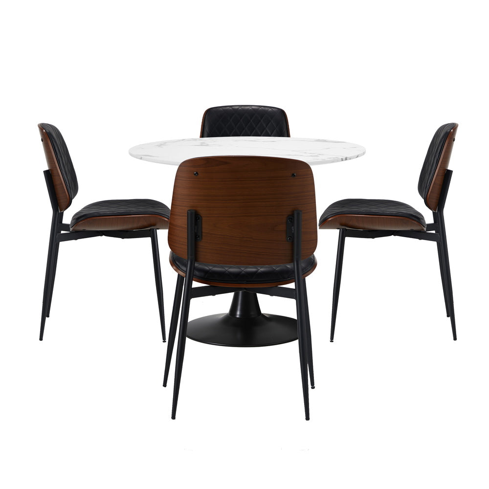 4 Seater Dining Set 90cm PU Leather Chairs | Simpledeals