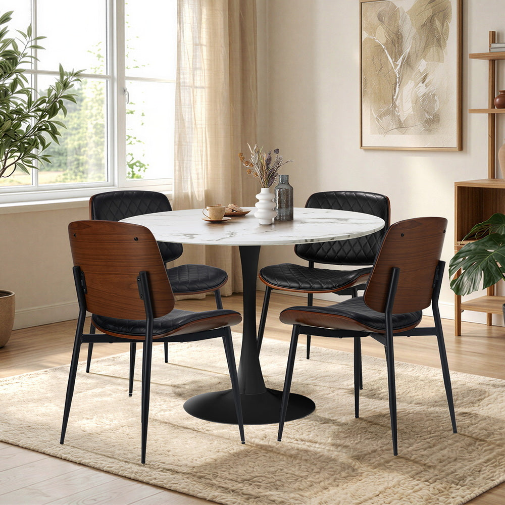 4 Seater Dining Set 90cm PU Leather Chairs | Simpledeals