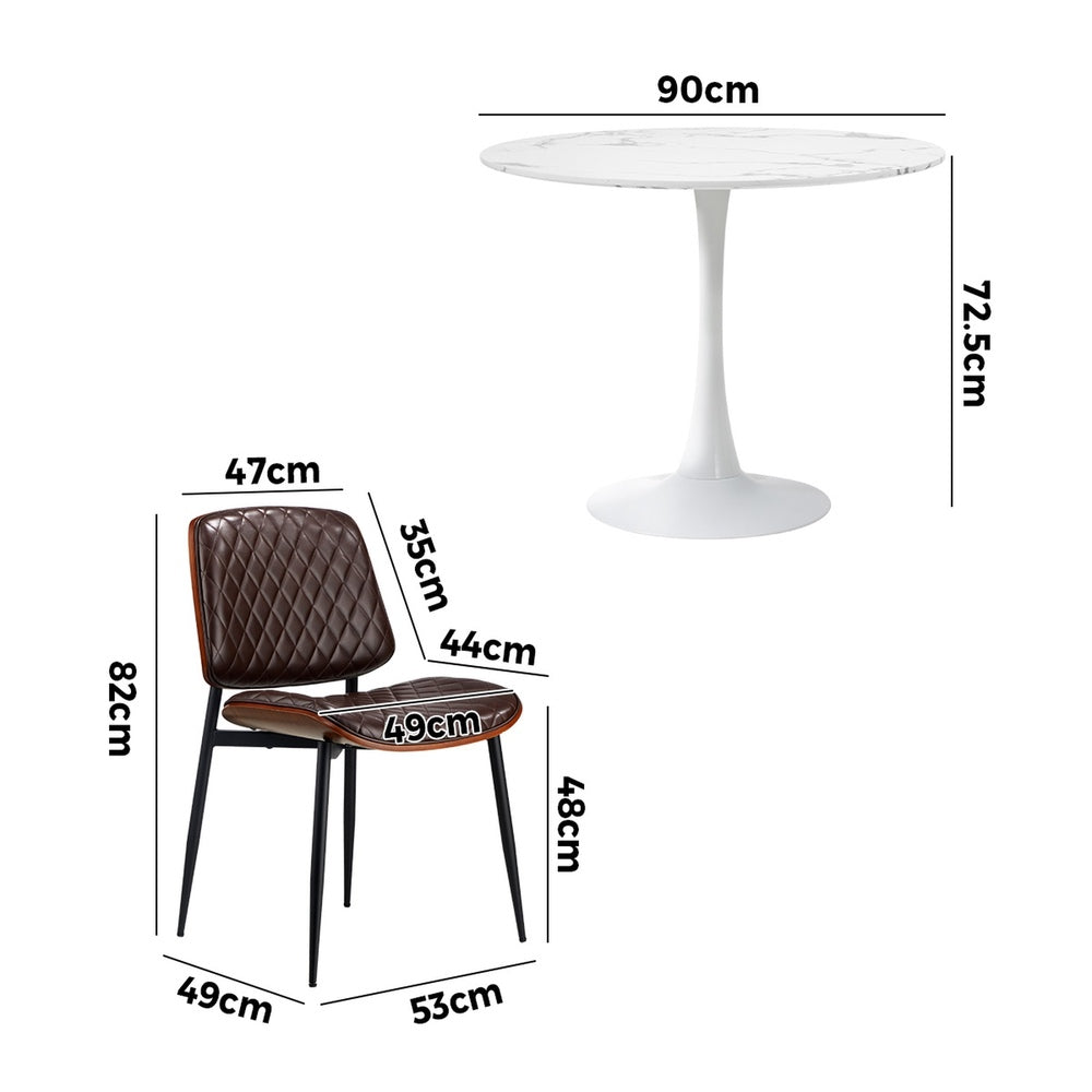 Dining Table Set 90cm Brown