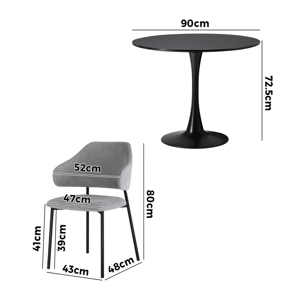 White dining table 52x48x80cm, in room setting