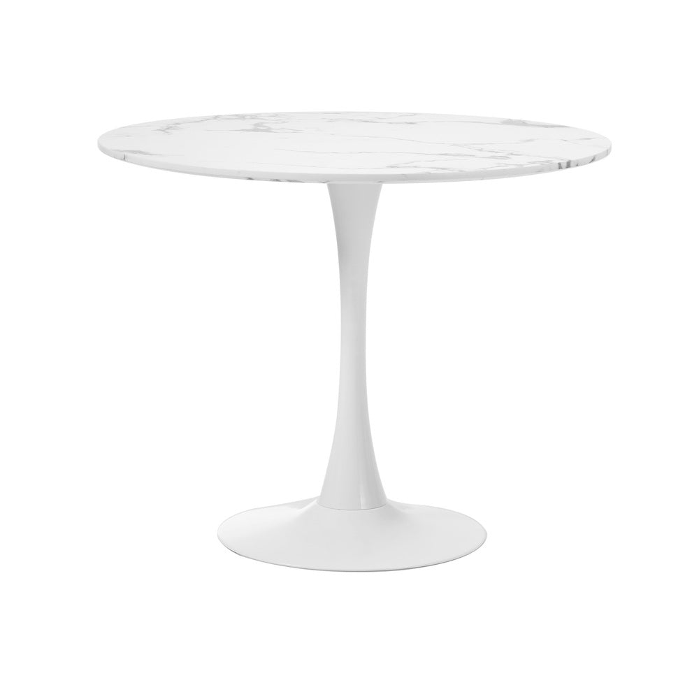 Round Dining Table with Dining Chairs Sherpa Gold&White