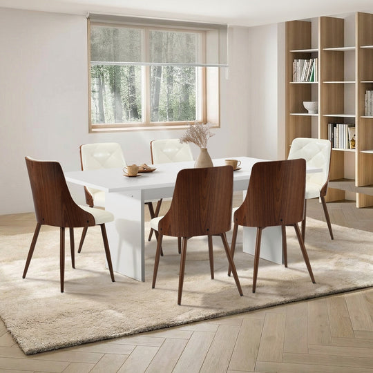 6-Seater Dining Table Set Wood Rectangular and Chairs
