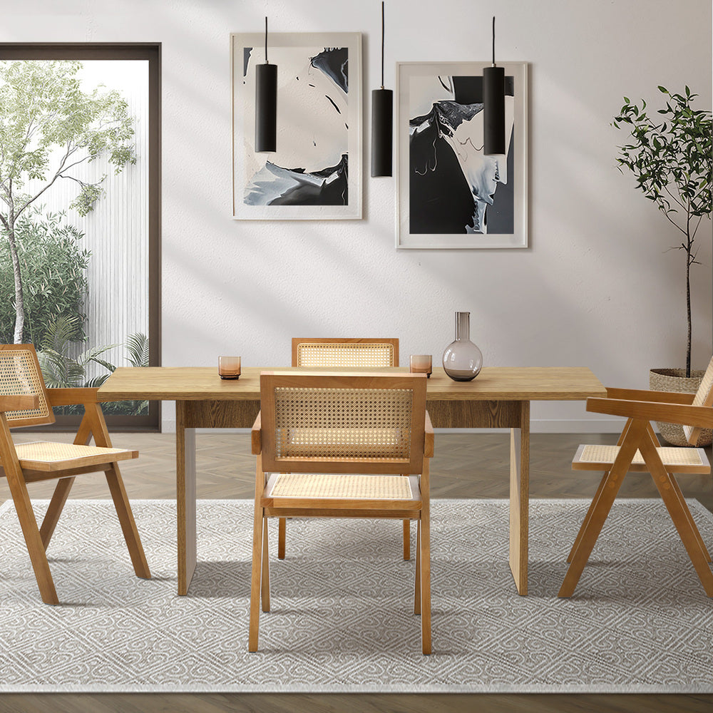 180cm Rectangular Dining Table with 4PCS Dining Chairs Wooden Walnut