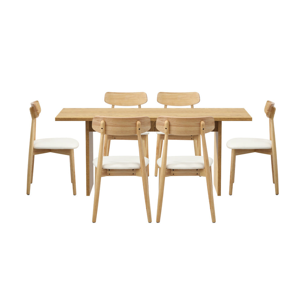 Wooden 6-Seater Dining Table and Chairs Set for Kitchen or Dining Room