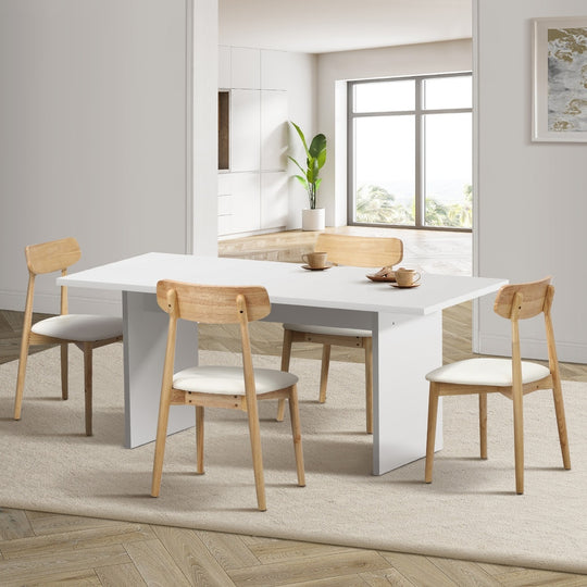 4-Seater Dining Table and Chairs Set Wooden White Modern Kitchen Furniture