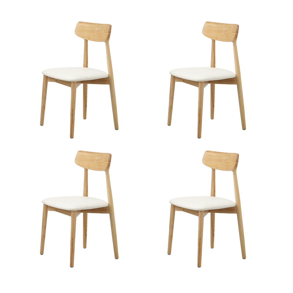 4-Seater Dining Table and Chairs Set Wooden White Modern Kitchen Furniture