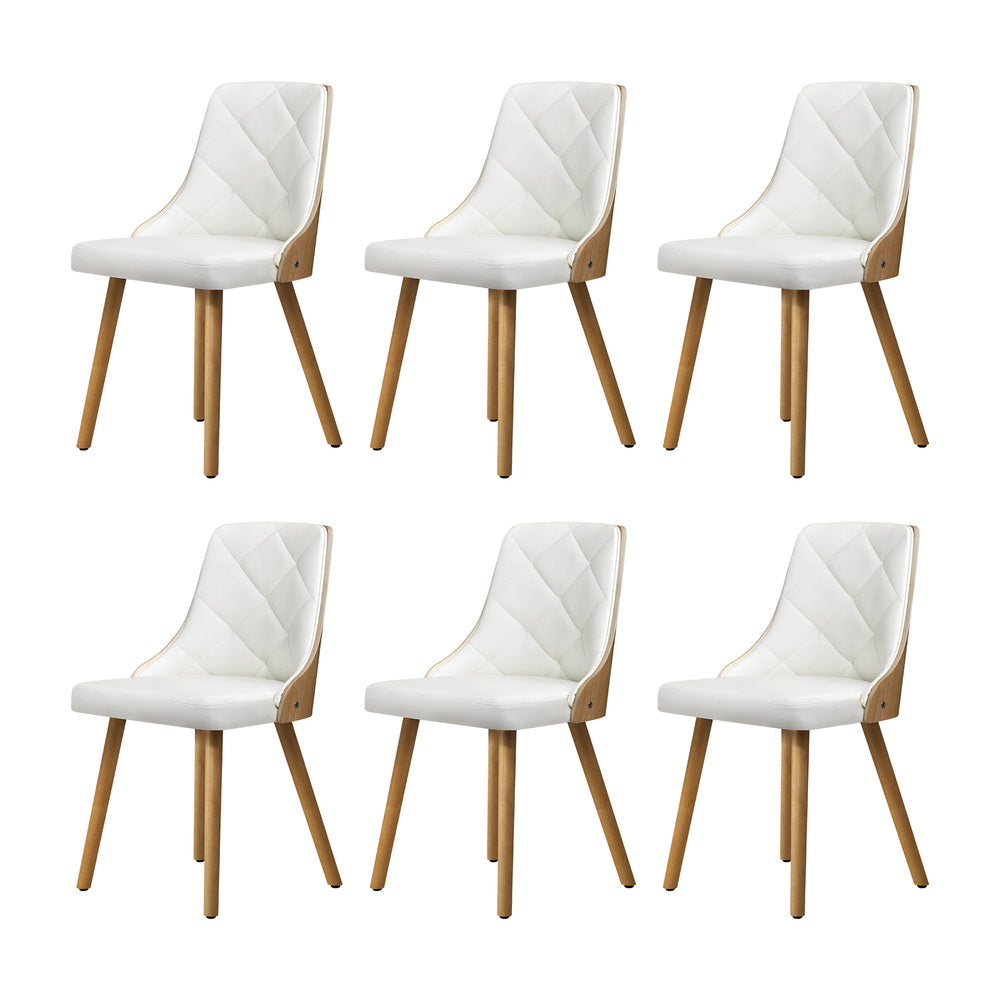 200cm Extendable Dining Table with 6PCS Dining Chairs PU Leather White