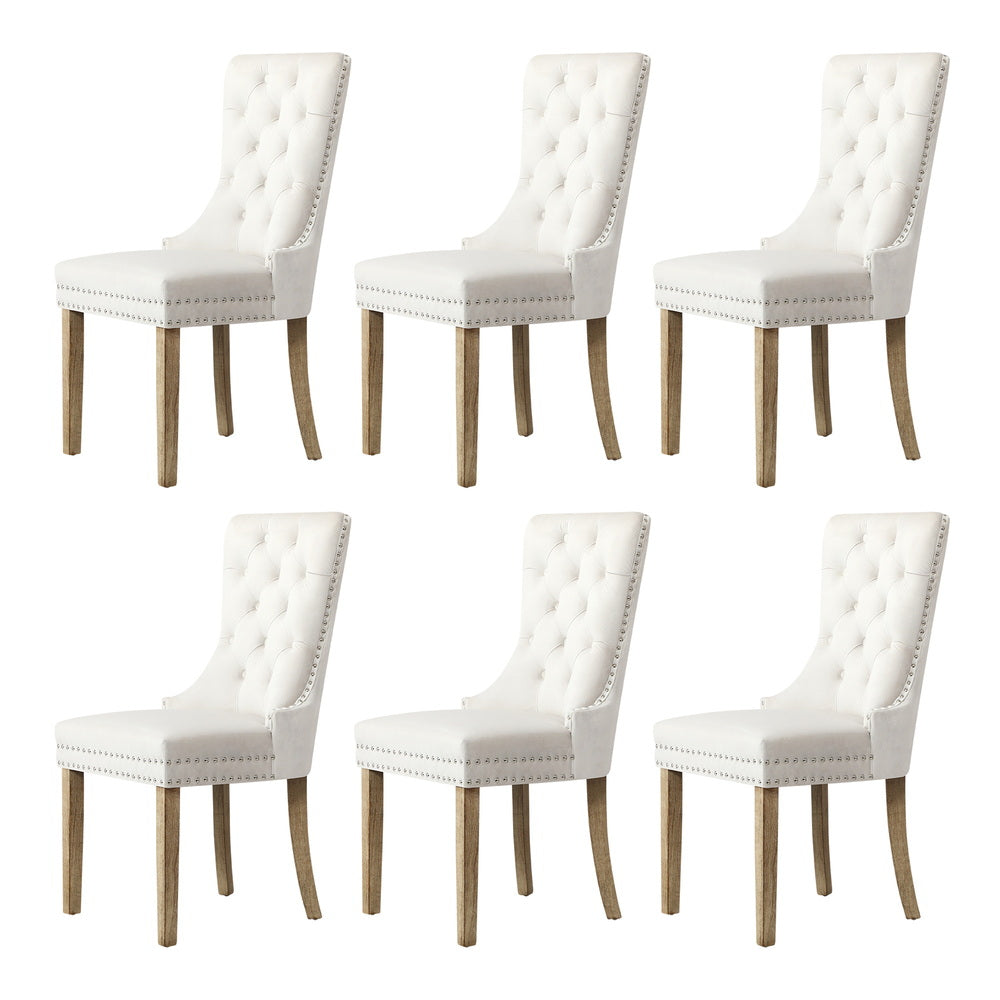 200cm Extendable Dining Table with 6PCS Dining Chairs Velvet Beige