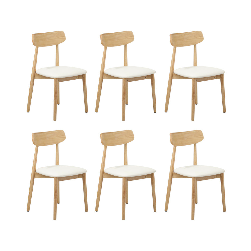 200cm Extendable Dining Table with 6x Dining Chairs PU Leather Natural