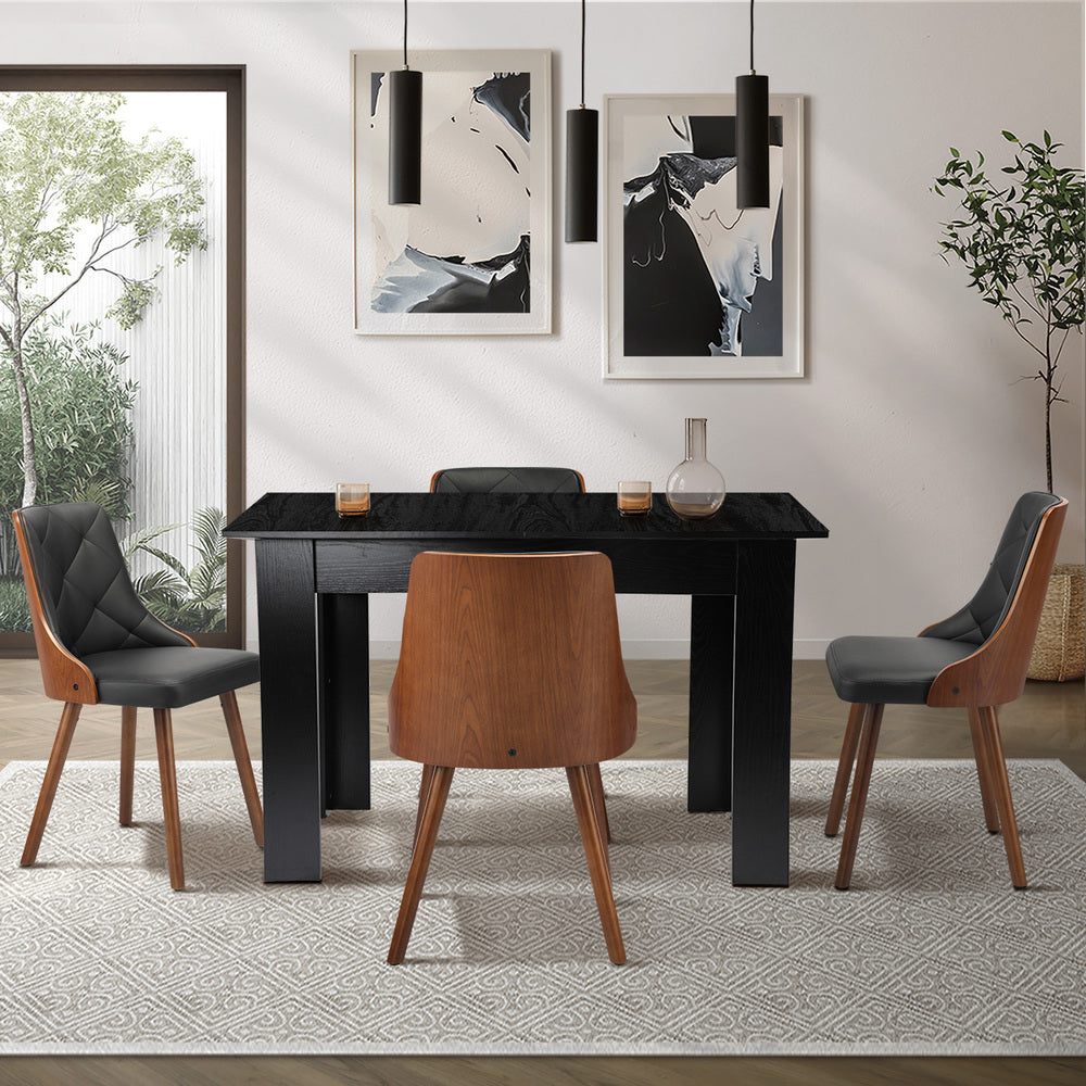 160cm Extendable Dining Table with 4PCS/6PCS Chairs PU Leather