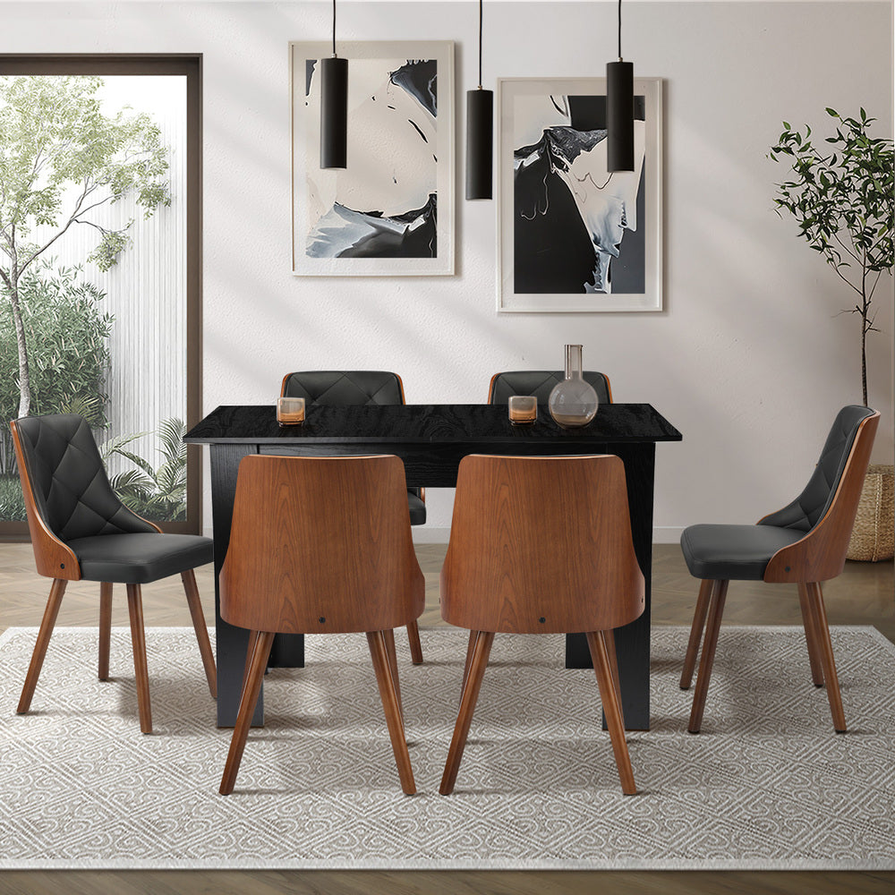 160cm Extendable Dining Table with 4PCS/6PCS Chairs PU Leather