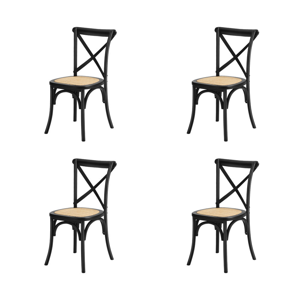160cm Extendable Dining Table with Dining Chairs Geometric Black