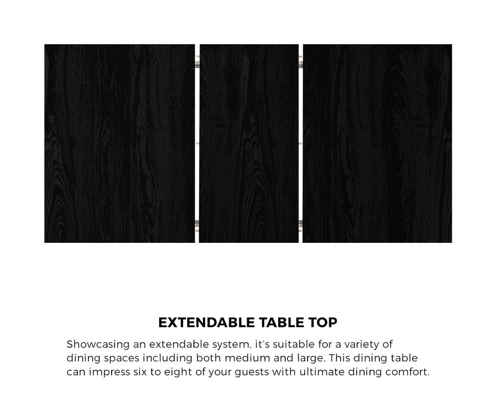 160cm Extendable Dining Table with Dining Chairs Geometric Black