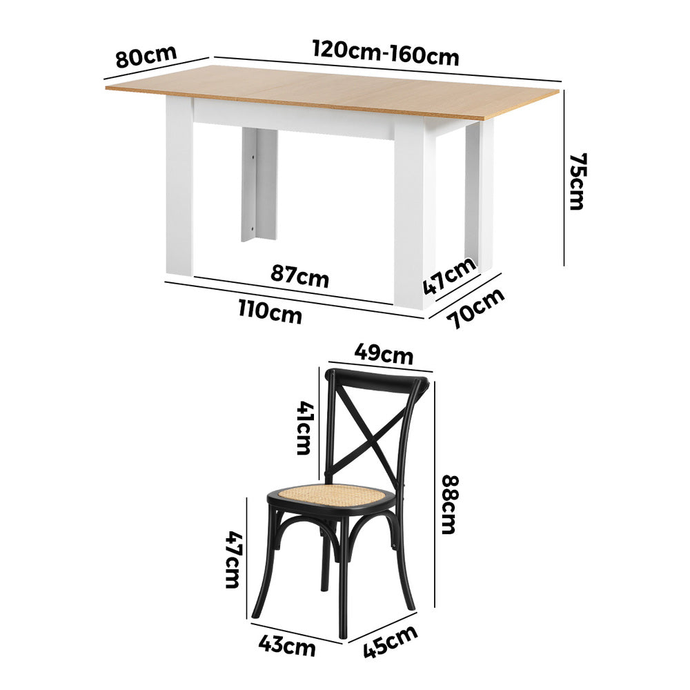 Extendable Dining Table with 4/6PCS Chairs Crossback