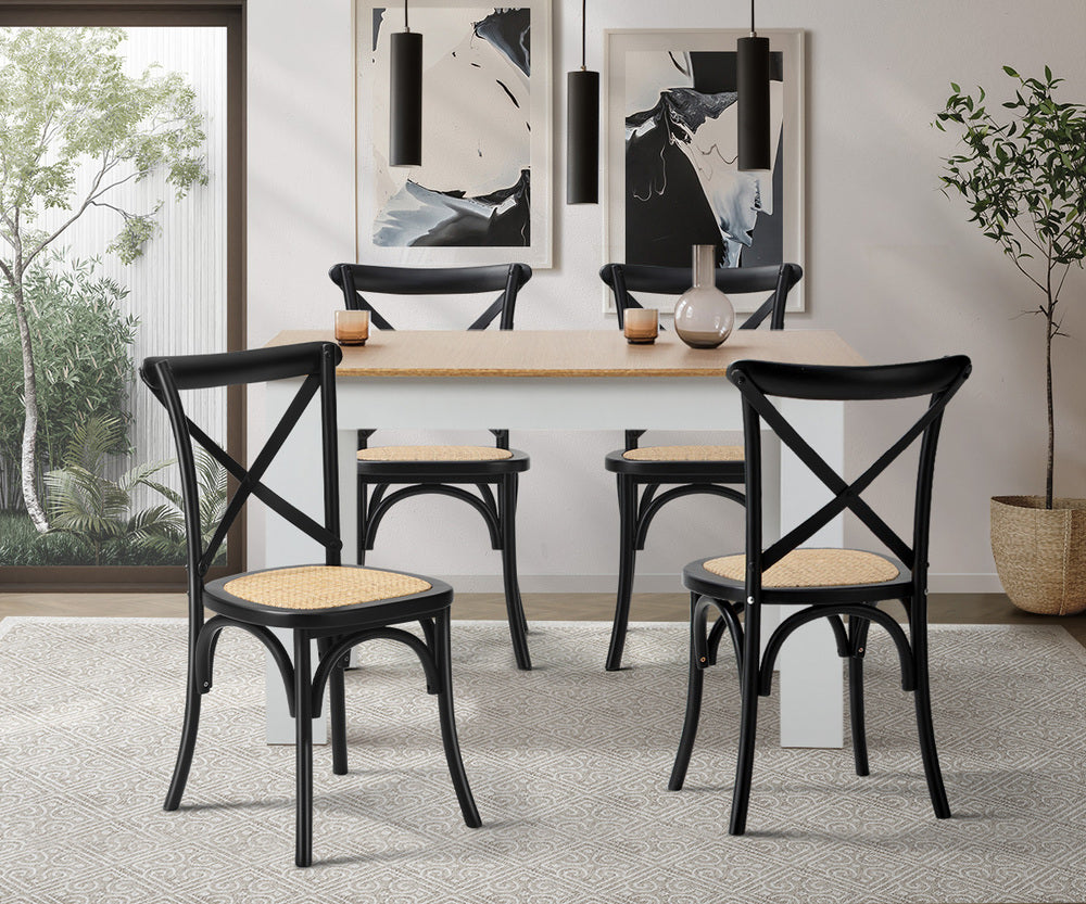 Extendable Dining Table with 4/6PCS Chairs Crossback