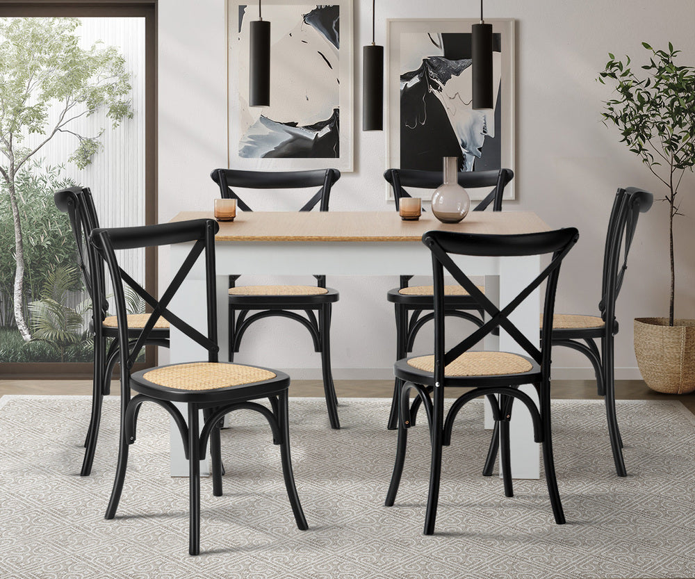 Extendable Dining Table with 4/6PCS Chairs Crossback