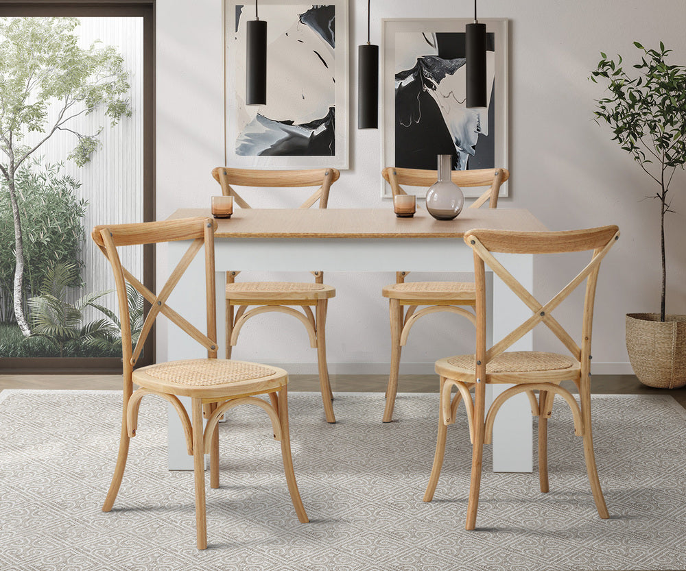 Extendable Dining Table with 4/6PCS Chairs Crossback