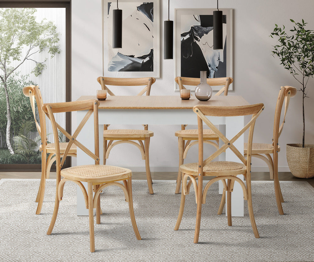 Extendable Dining Table with 4/6PCS Chairs Crossback