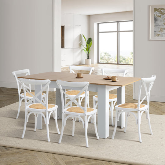 160cm Extendable Dining Table with 4PCS/6PCS Chairs