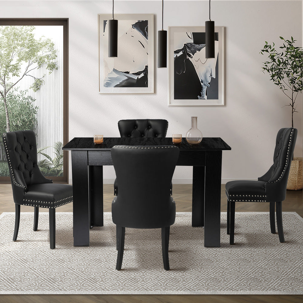 Dining Set 160cm Extendable Table with 4/6PCS Chairs PU Leather
