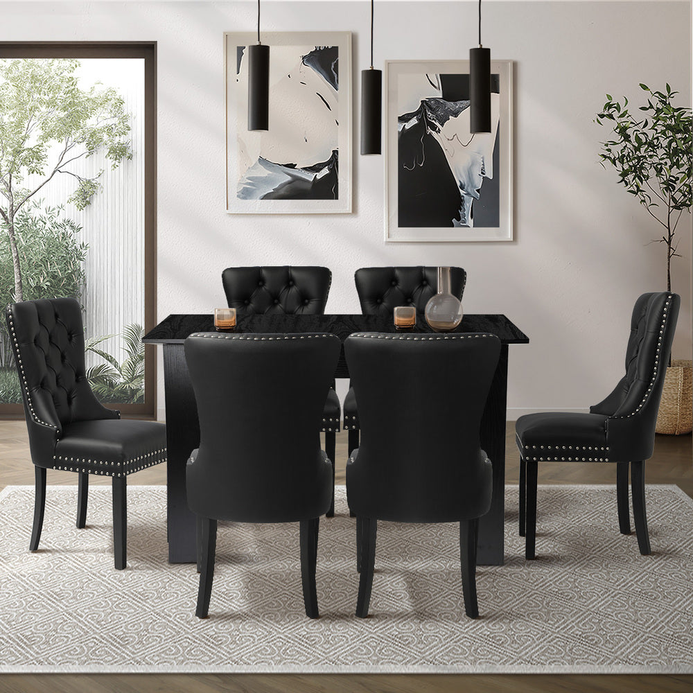Dining Set 160cm Extendable Table with 4/6PCS Chairs PU Leather