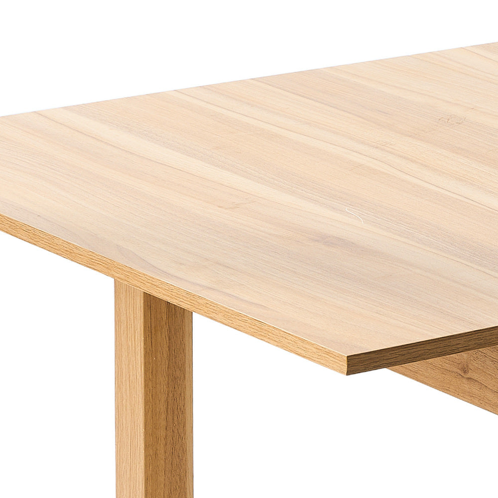 5pc Dining Table and Chairs Set Wooden Boucle Fabric Natural Finish