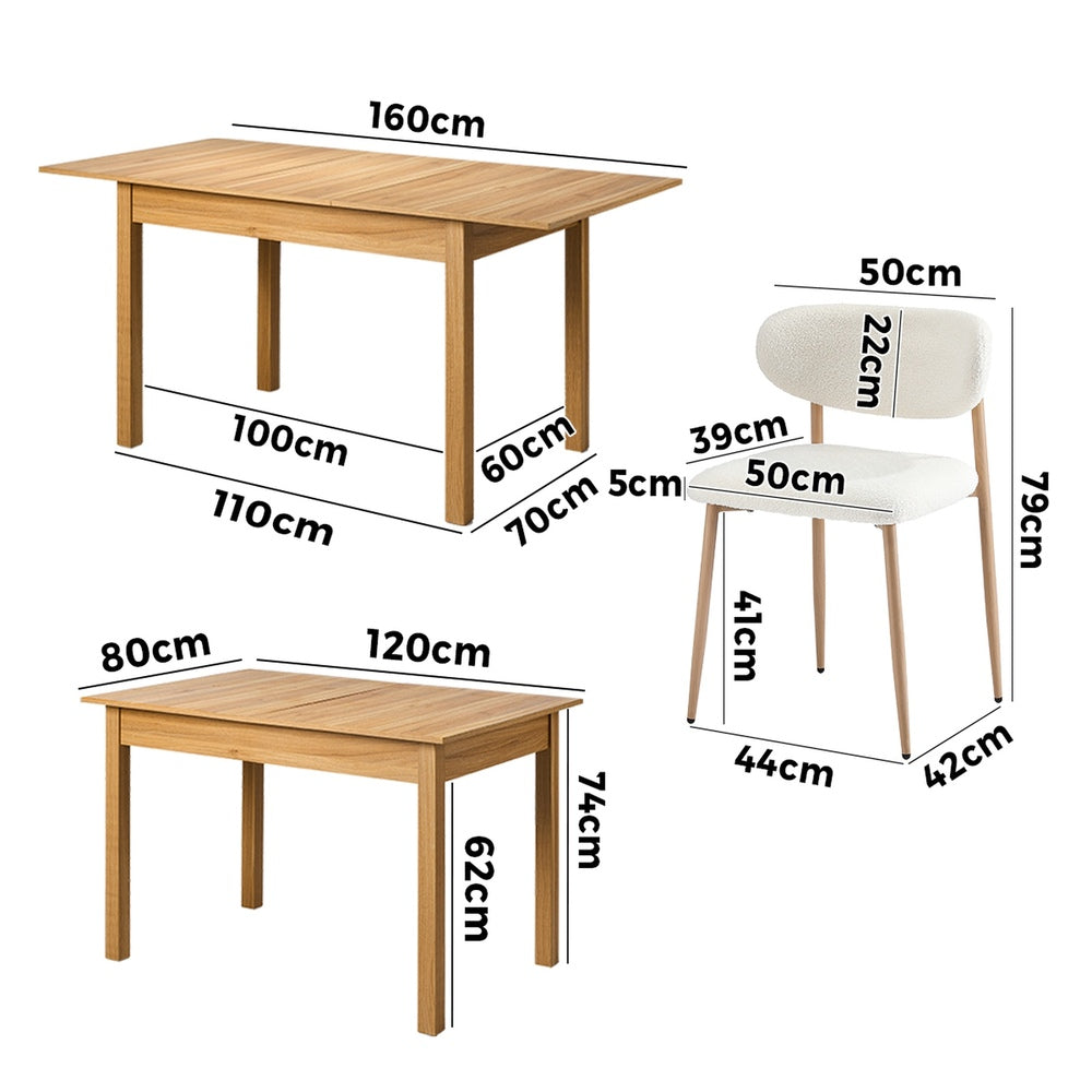 7 Piece Extendable Dining Set Boucle Chairs | Simpledeals