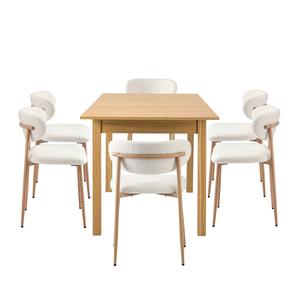 7 Piece Extendable Dining Set Boucle Chairs | Simpledeals
