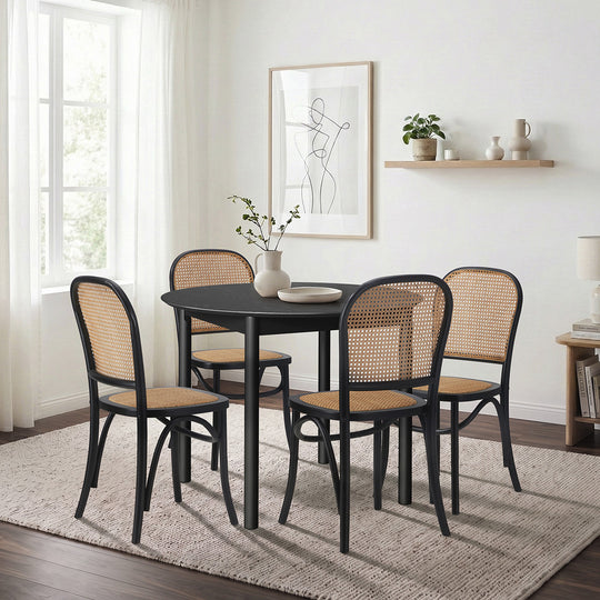 Dining Set Black Rattan 42x44x90cm