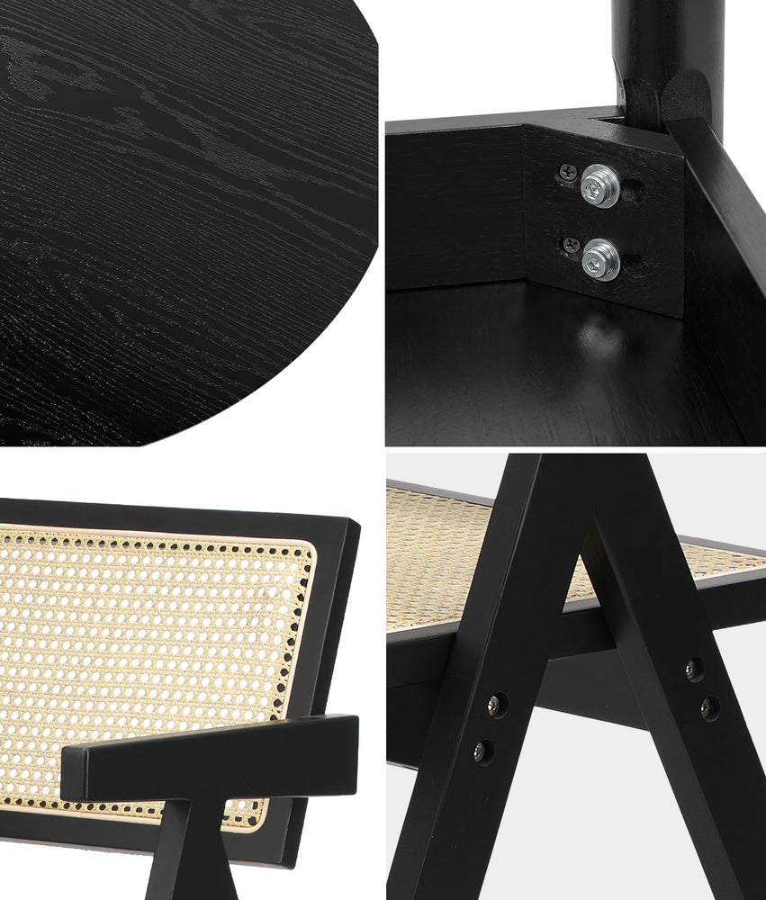 Dining Set Black Rattan