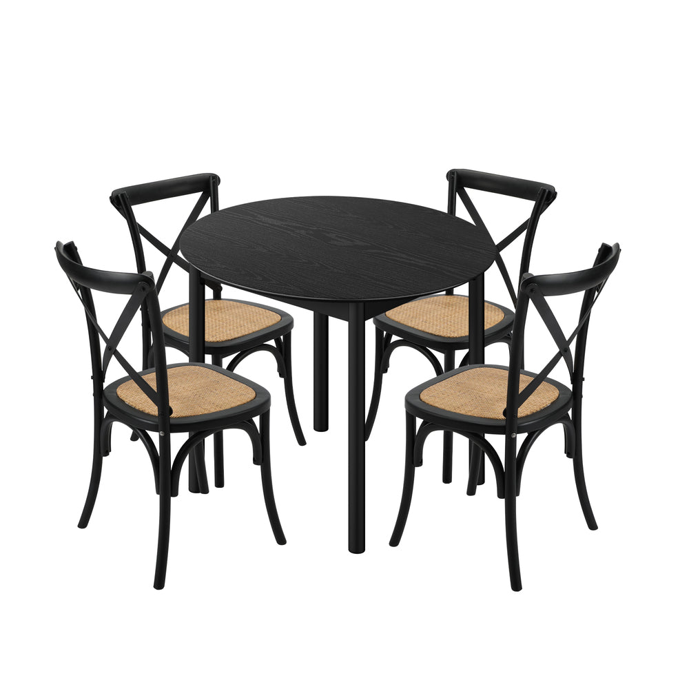 Dining Set Black Rattan 49x52x88cm