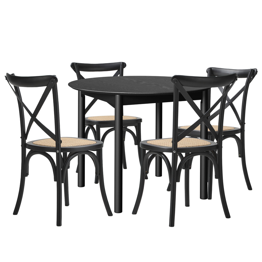 Dining Set Black Rattan 49x52x88cm