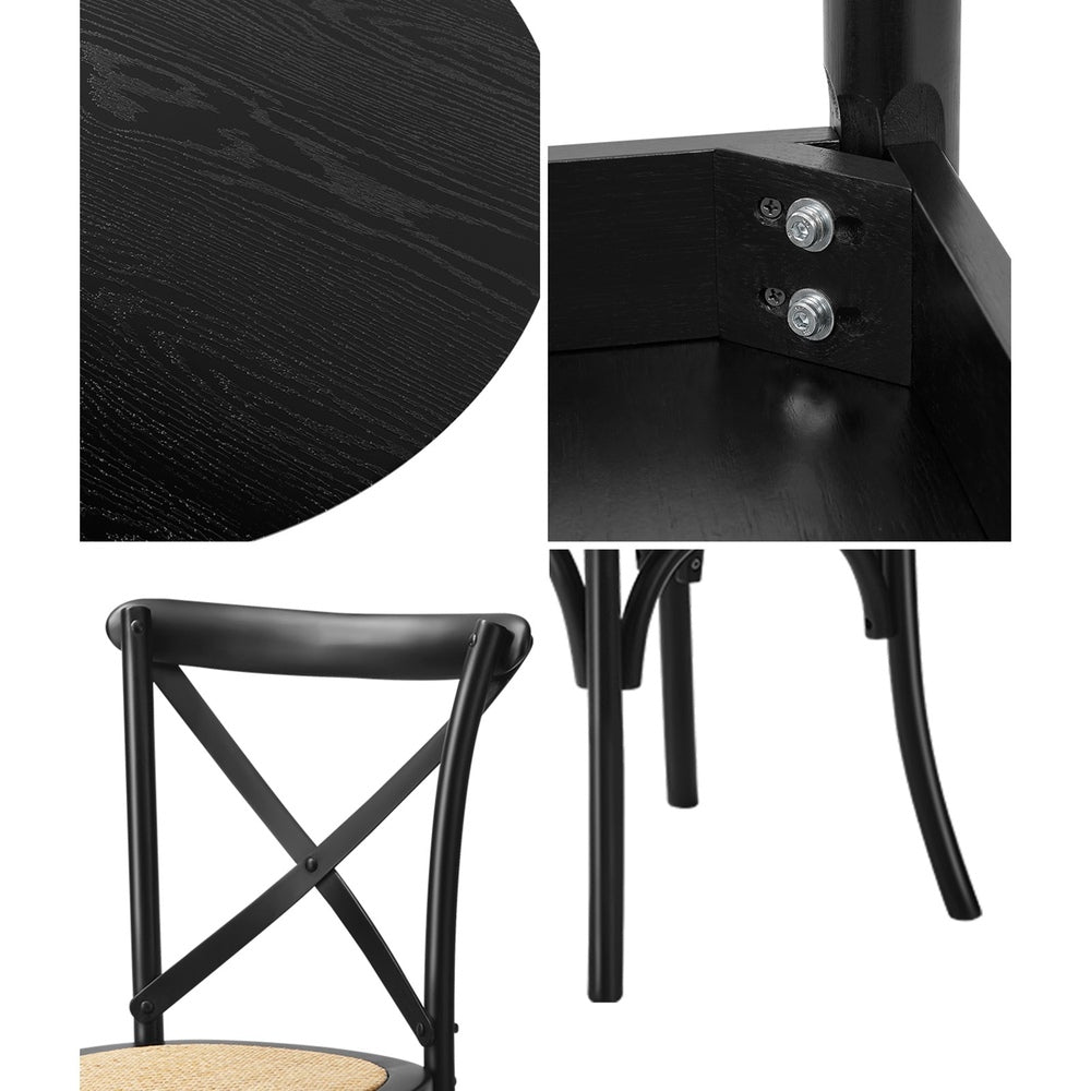 Dining Set Black Rattan 49x52x88cm