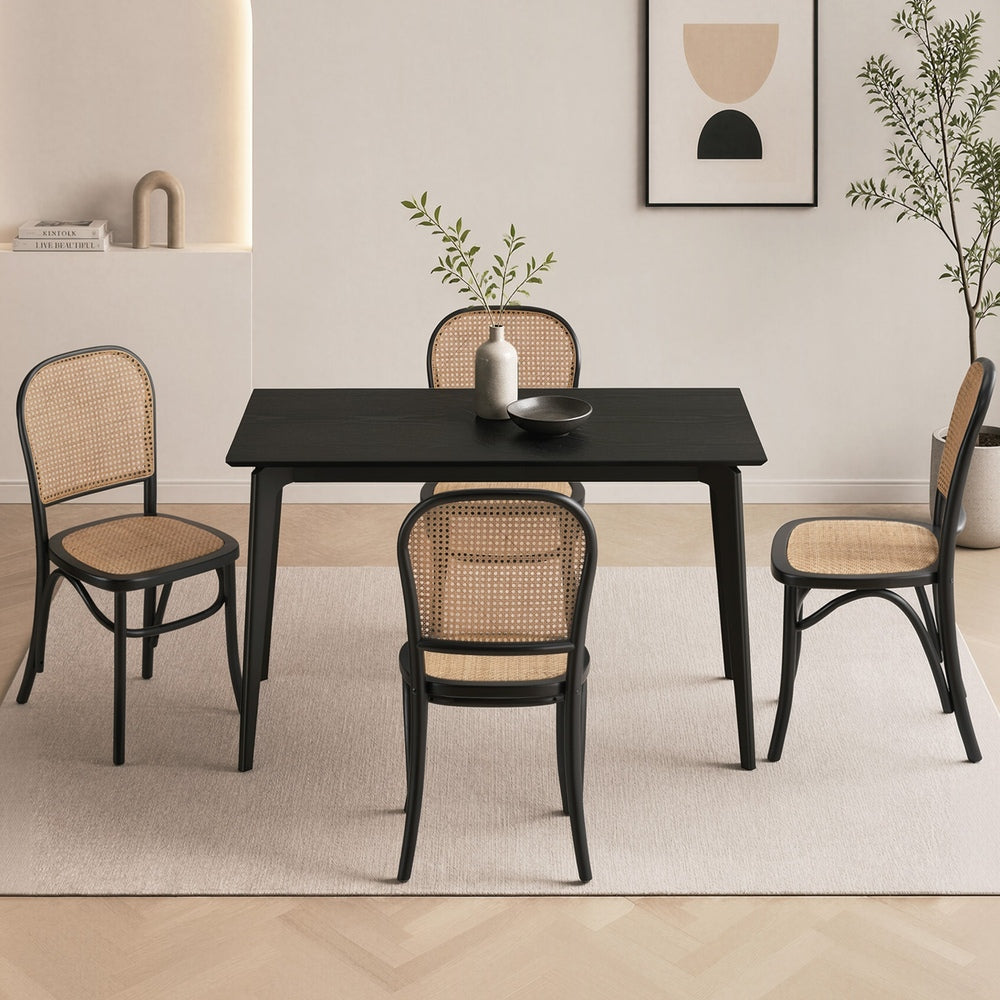 Rectangle Dining Set Black 120x60x75cm