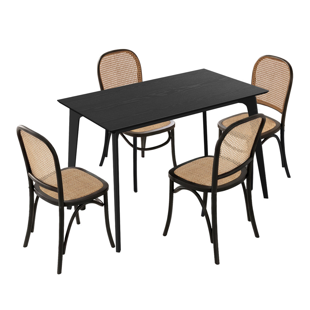Rectangle Dining Set Black 120x60x75cm