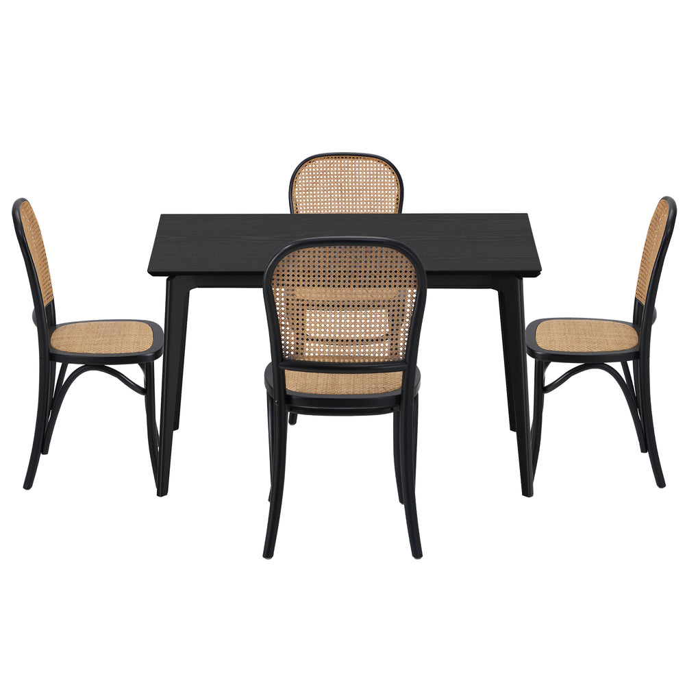 Rectangle Dining Set Black 120x60x75cm