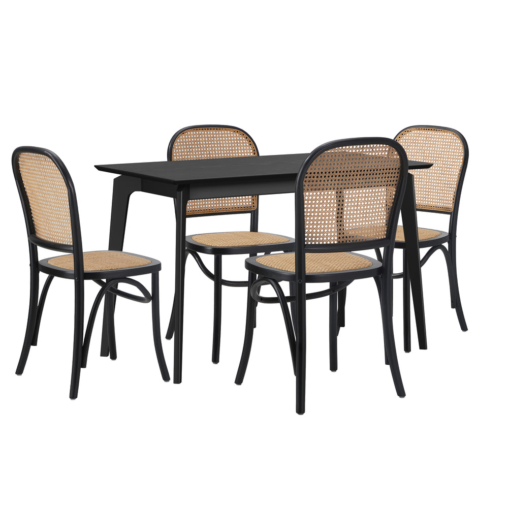 Rectangle Dining Set Black 120x60x75cm