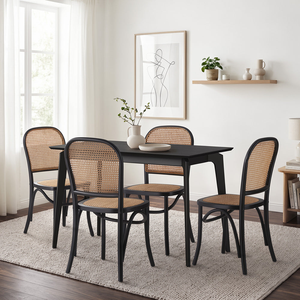 Rectangle Dining Set Black 120x60x75cm