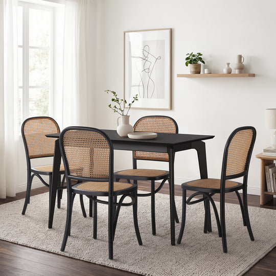 Rectangle Dining Set Black 120x60x75cm