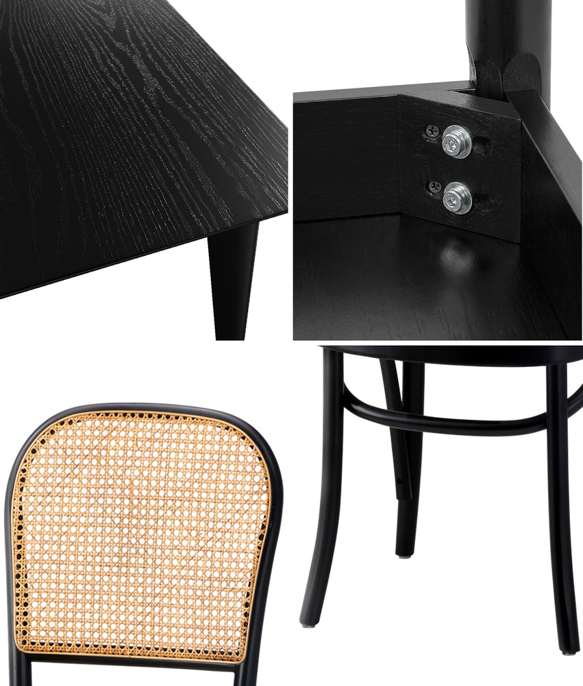 Rectangle Dining Set Black 120x60x75cm