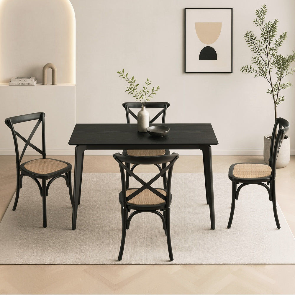Dining Set Rectangle Rattan 120x60x75cm