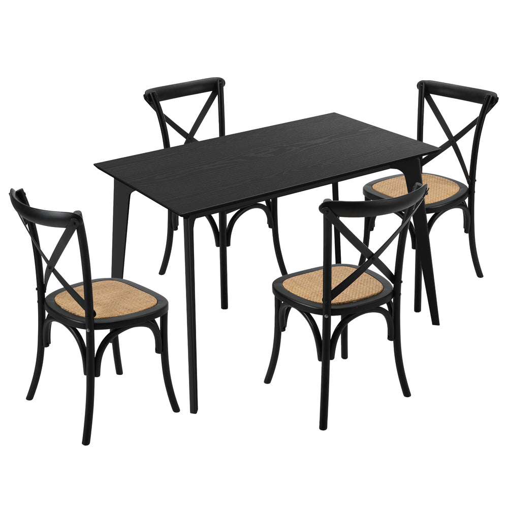 Dining Set Rectangle Rattan 120x60x75cm