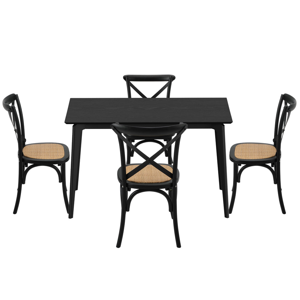 Dining Set Rectangle Rattan 120x60x75cm