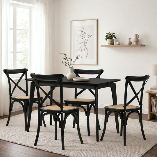 Dining Set Rectangle Rattan 120x60x75cm