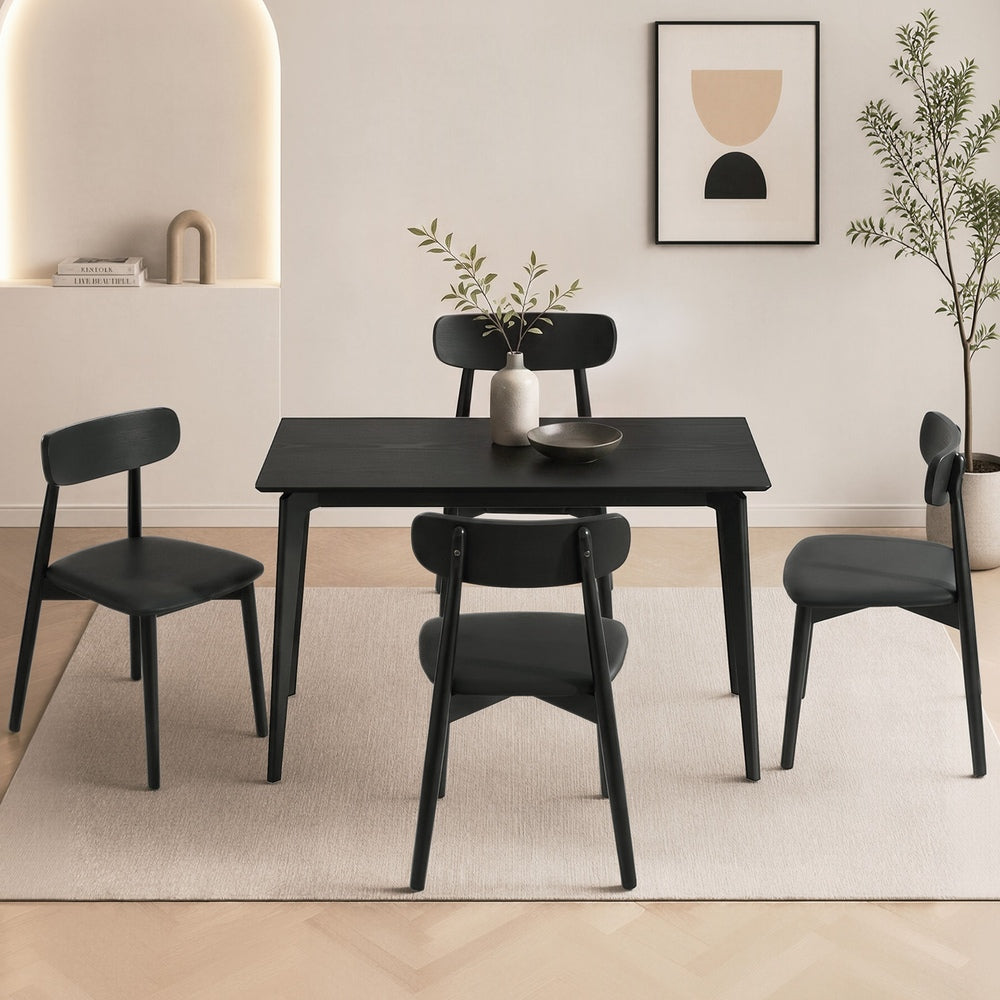 Dining Set Black Rectangle 120x60x75cm