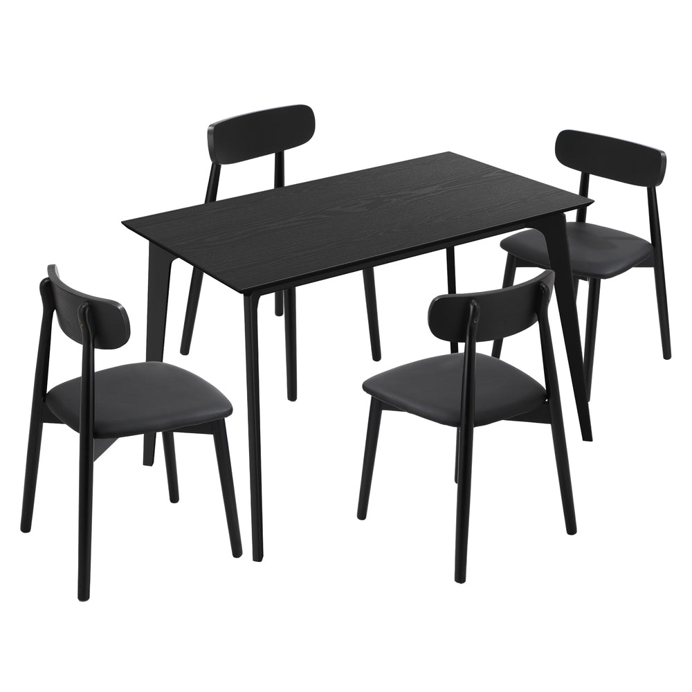 Dining Set Black Rectangle 120x60x75cm