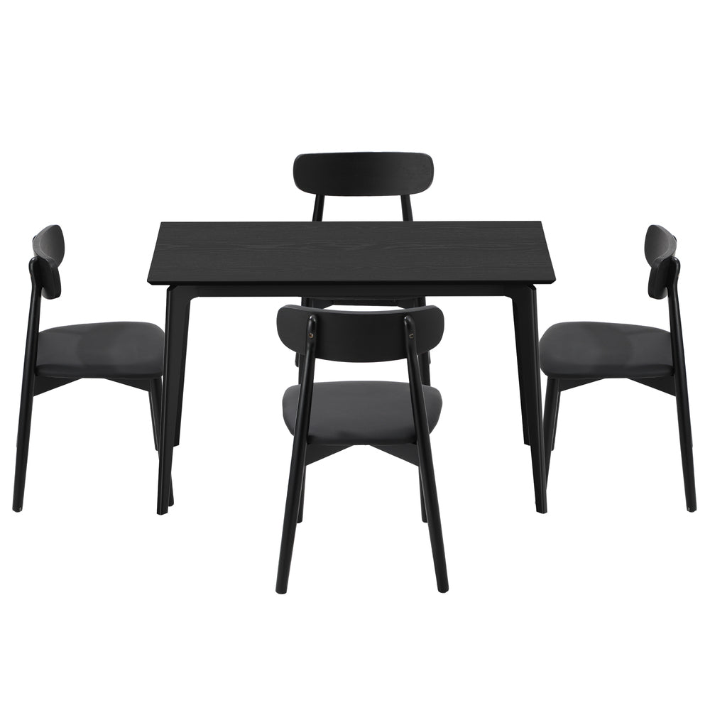 Dining Set Black Rectangle 120x60x75cm