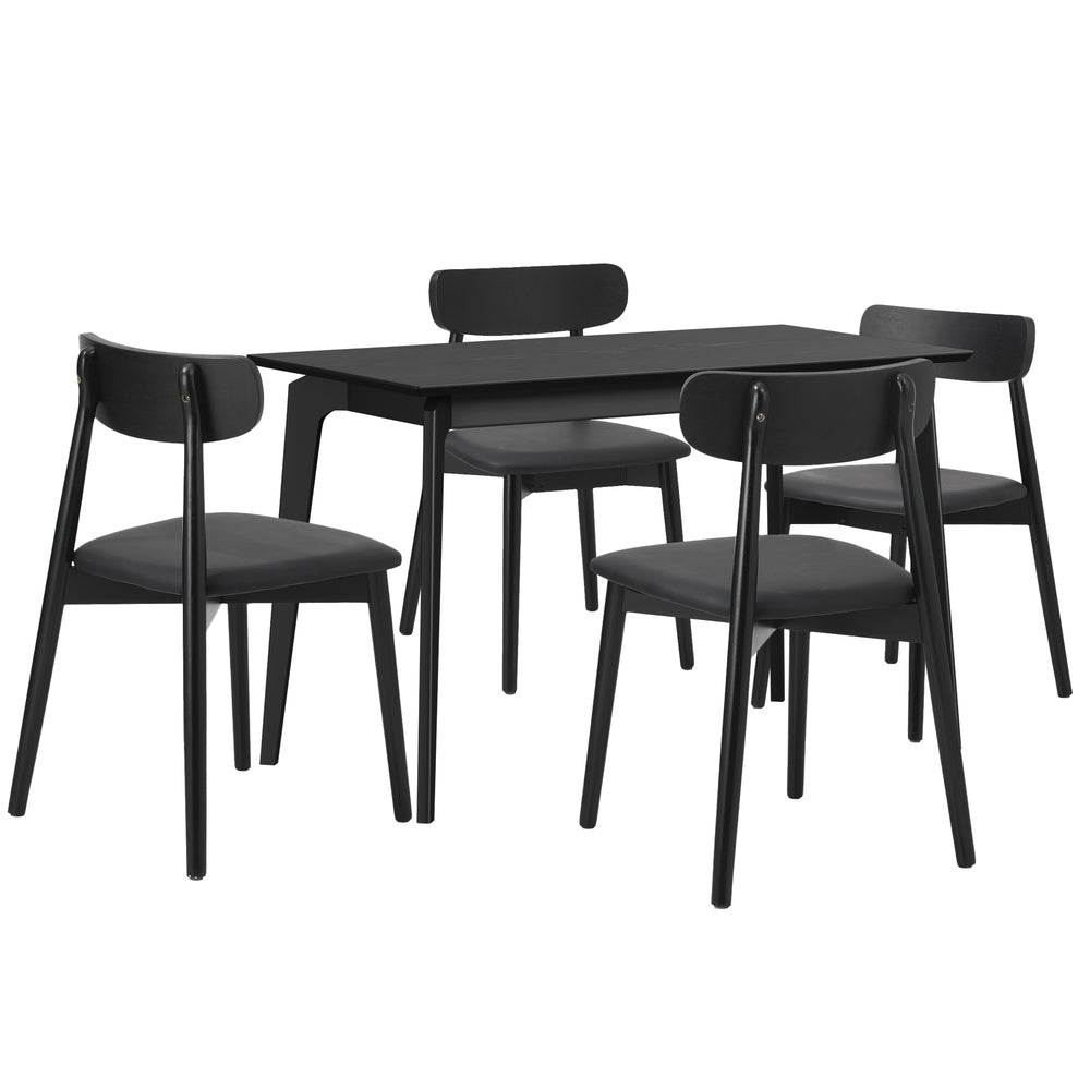 Dining Set Black Rectangle 120x60x75cm